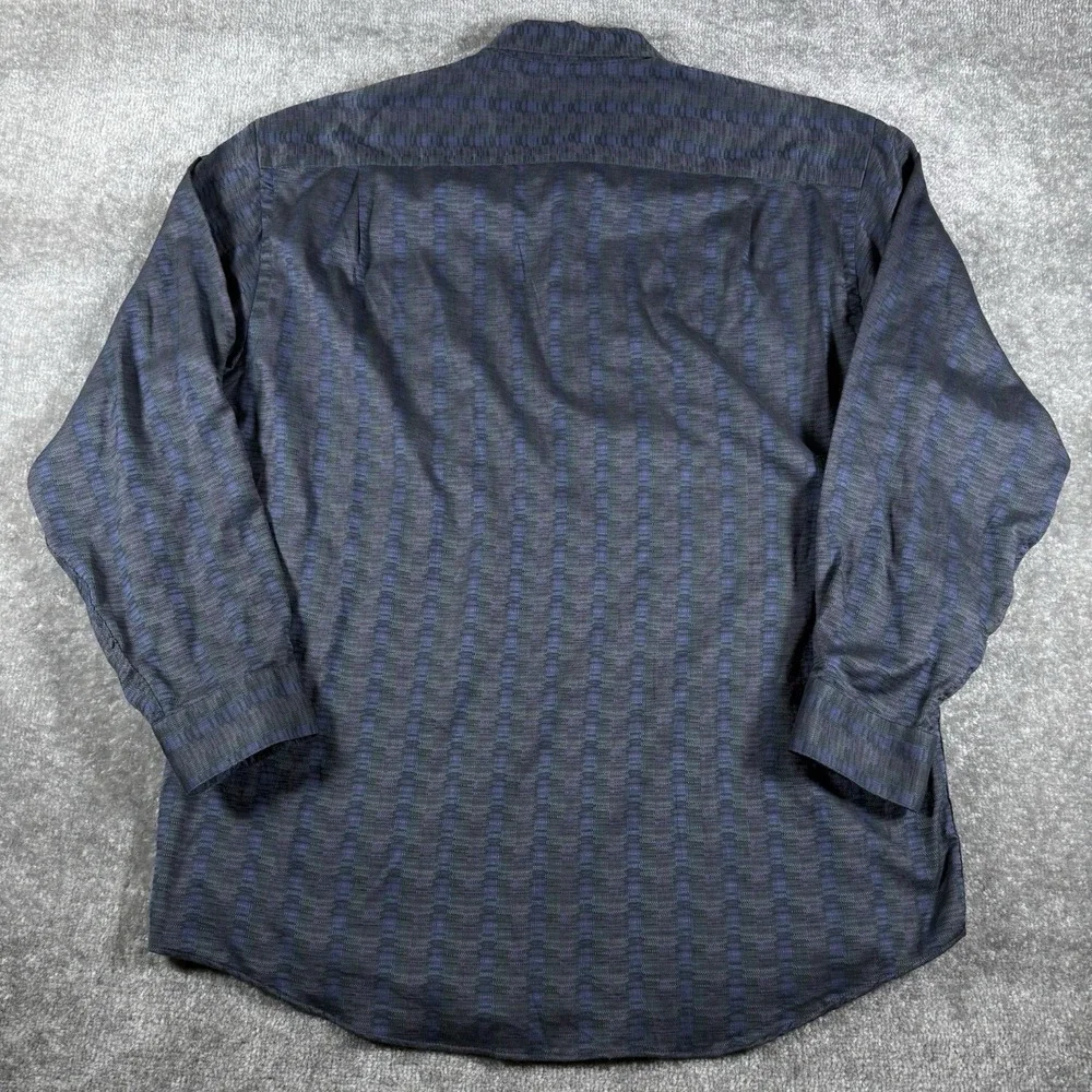 Jhane Barnes Mens‎ Large Blue Purple Jacquard Cotton Button Down Shirt